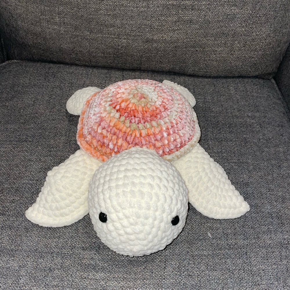 Large crocheted sea turtle plushie
